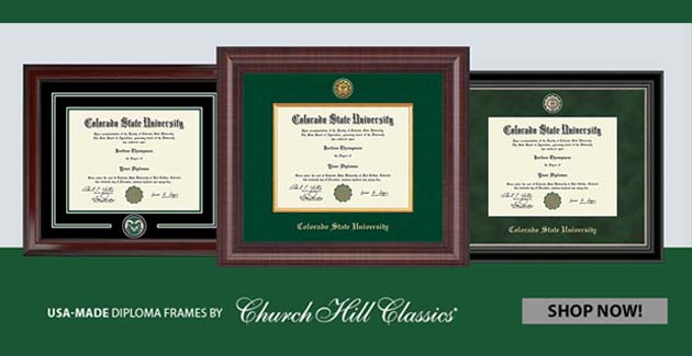Text reads USA Made Diploma frames by Church Hill Classics - Shop Now. Image shows three diploma frames.