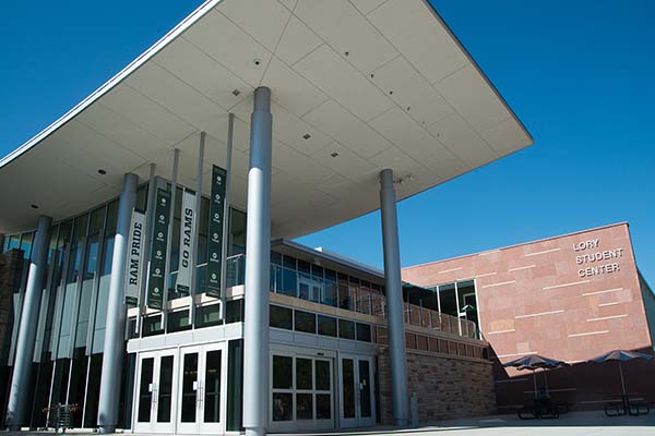 Exterior of the Lory Student Center on the Colorado State University Campus iN Fort Collins, Colorado.