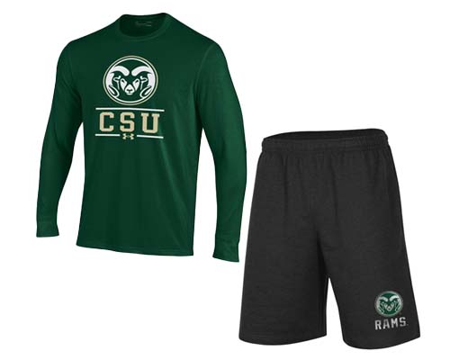 Image of CSU Rams shorts and t-shirt illustrating CSU Rams athleisure wear.