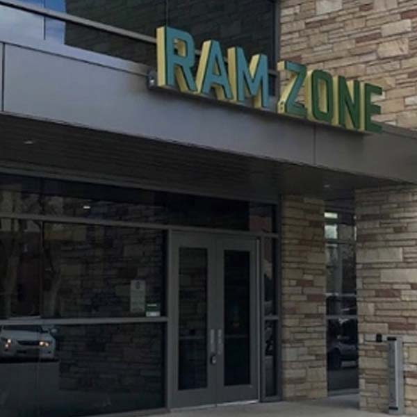 Image of the exterior of CSU Ram Zone at Canvas Stadium.
